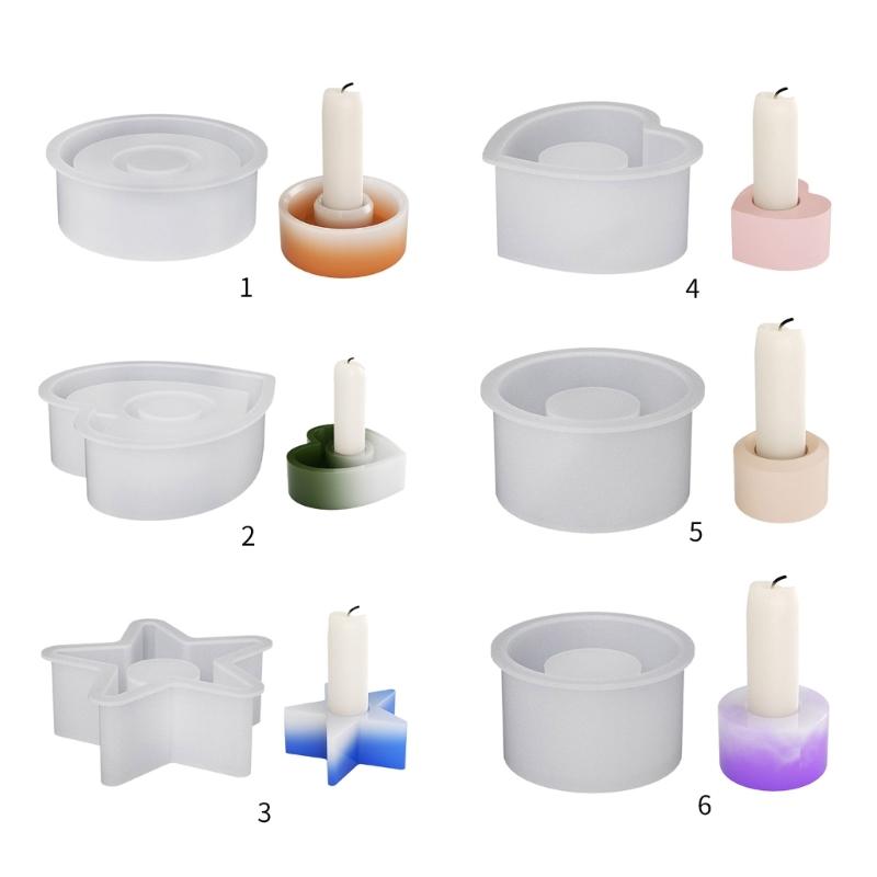 Round Heart Star Candle Holder Mold Epoxy Resin Mold Table Ornament Mould