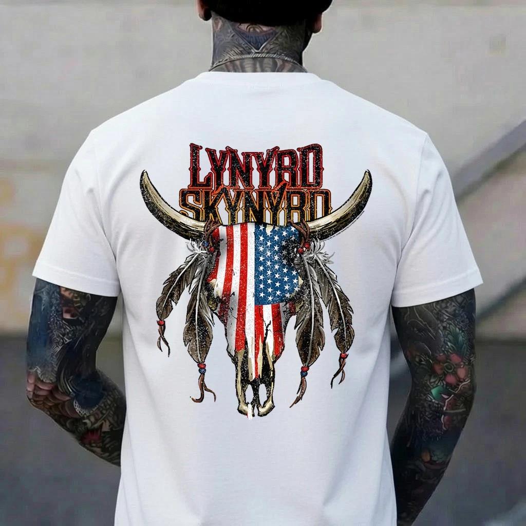 Lynyrd Skynyrd Steer Skull Southern Rock Biker Band Festival T-Shirt 4XL