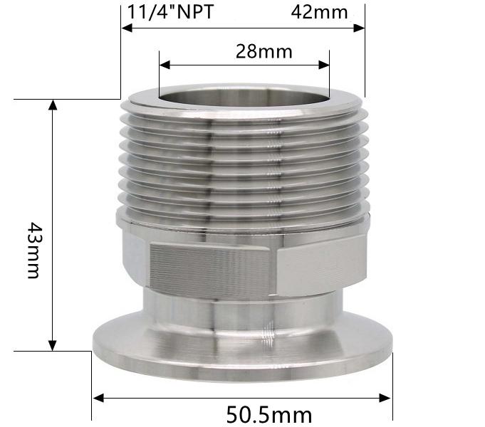 1/4" 3/8" 1/2" 3/4" 1" -4" NPT Male X 0.5" 0.75" 1.5" 2" -4" Tri Clamp Connector Pipe Fitting 304 316L Stainless Steel Sanitary