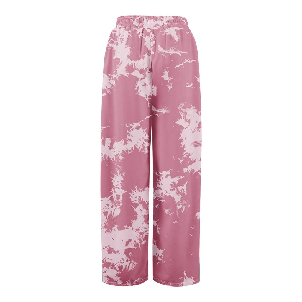Women Summer Boho Palazzo Pants High Waist Wide Leg Floral Printing Casual Trousers With Pockets