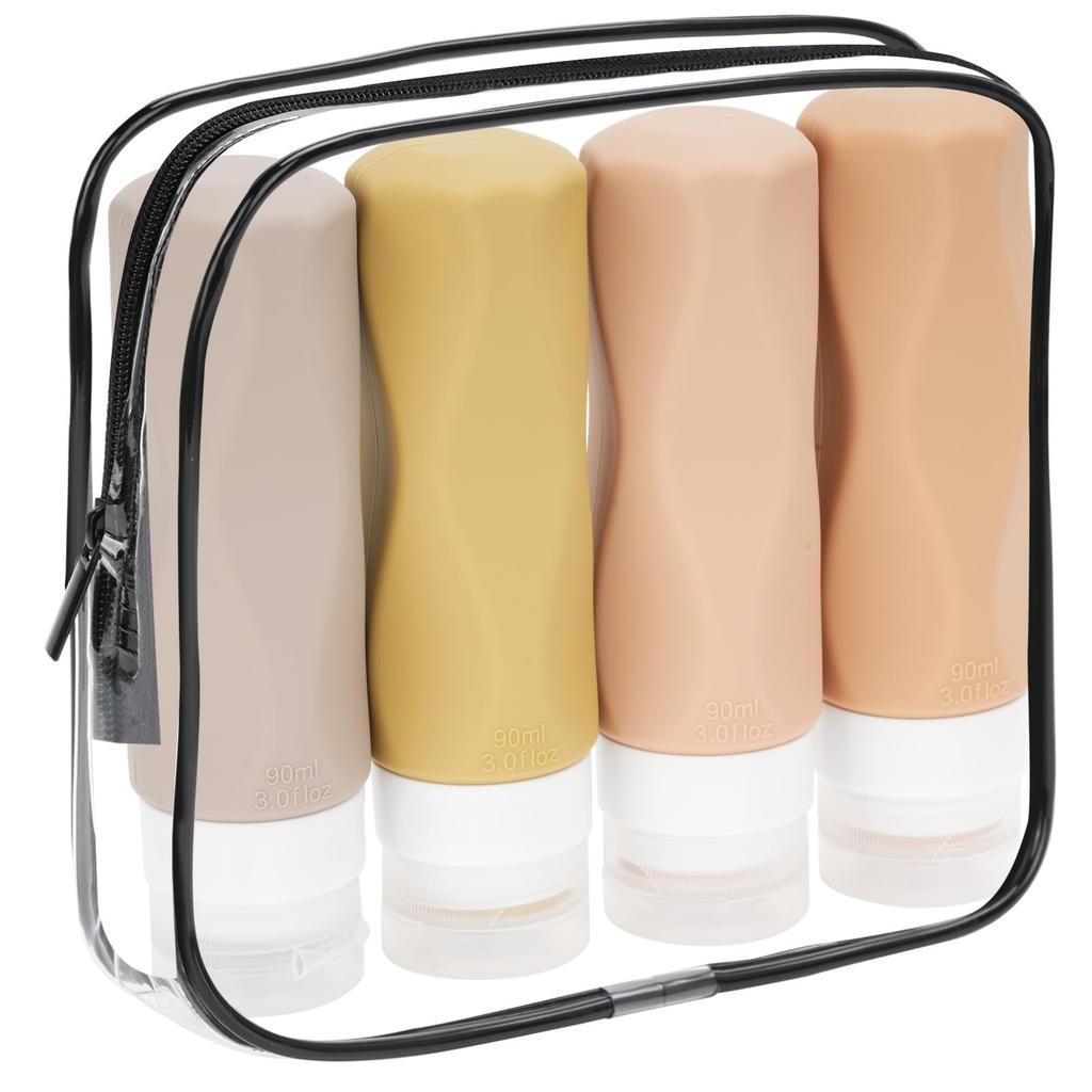 Auslaufsichere Silikon-Reiseflaschen für Shampoo, perfekt für Reisen, Handgepäck und andere kleine, tragbare Anwendungen. Leicht zu reinigen, leichtgewichtig, kompakt und