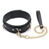 Liebe Seele SM goods collar and handcuffs black set genuine leather high quality cosplay x gold (black hardware)