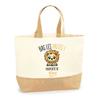 Tote Bag - PLANETEE - Emy Get Off My Back Lion - Natural Jute - Printed In France - Large Capacity
