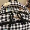 Cartoon Cat Pattern Women's Backpack Plaid Schoolbag