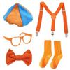 Costume Cosplay da Macchinista di Treno per Adulti e Bambini Travestimento per Bambini Cinturino Arancione Papillon Cappello Accessori per Halloween Carnevale