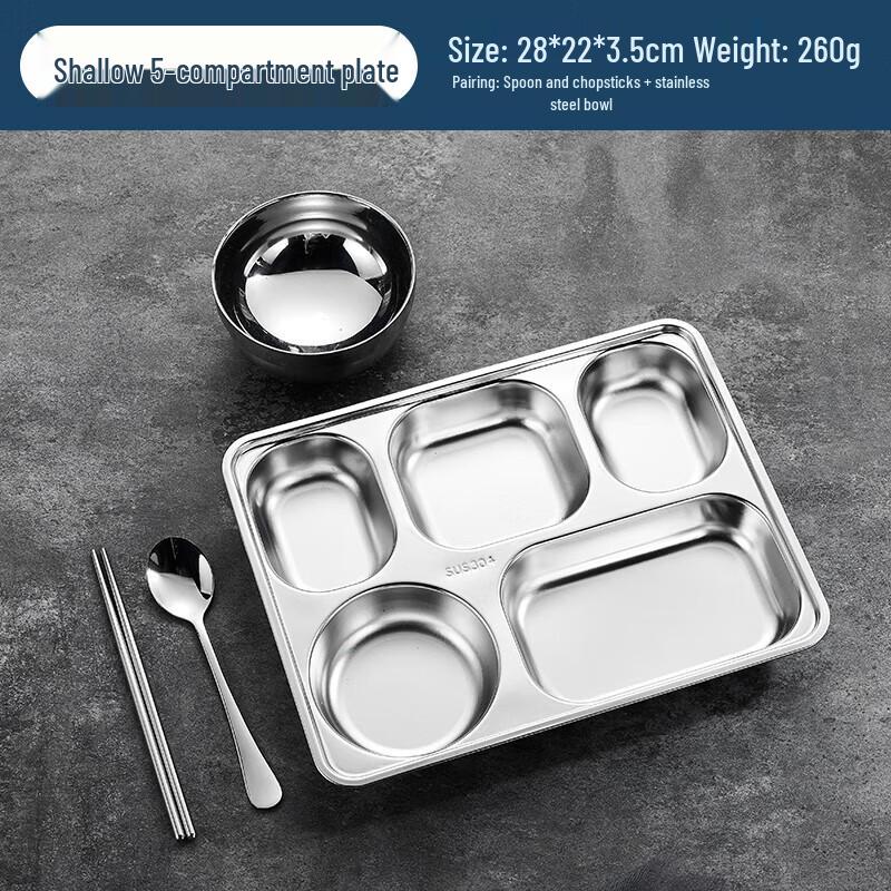 Wuhe 304 Stainless Steel Divided Meal Plate Set