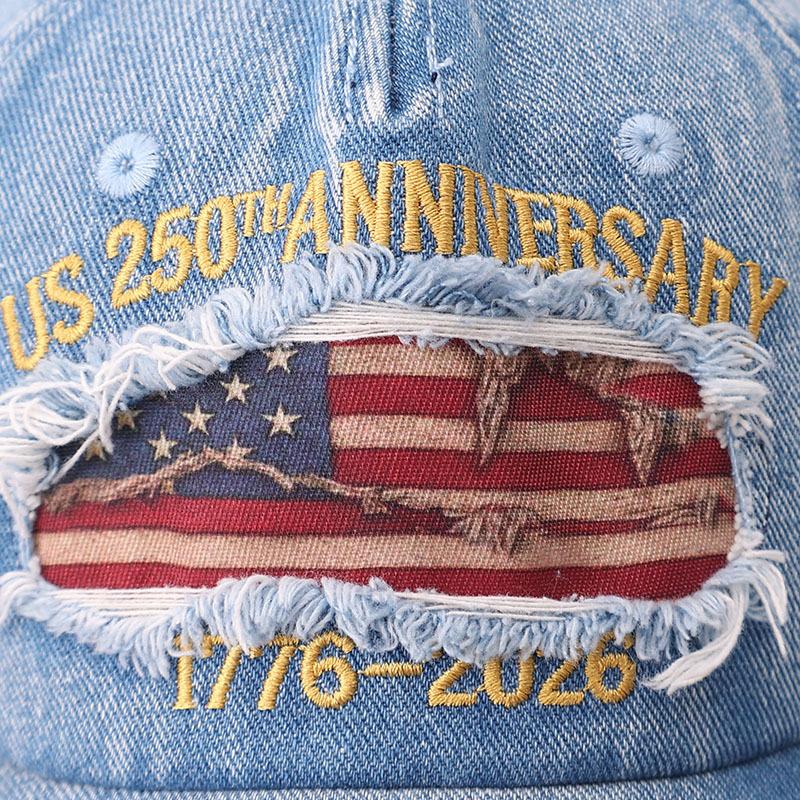 New American Retro Baseball Cap European and American Personality Ripped National Flag Curved Brim Sunshade Cap