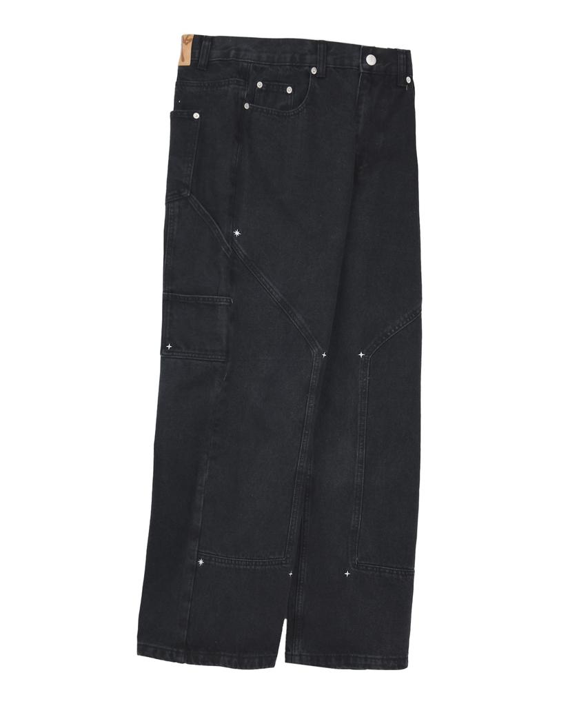 PHYSICAL DEPARTMENT Sparkle Carpenter Denim Pants_Black