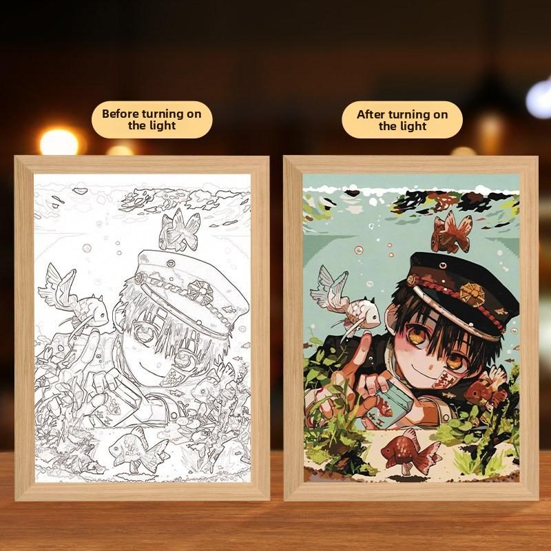 23cm/9.06in Tum Rensabiyuu 3D Light Painting Night Lamp Anime Peripherals Figures Bedroom Table Display Ornaments Birthday Gift