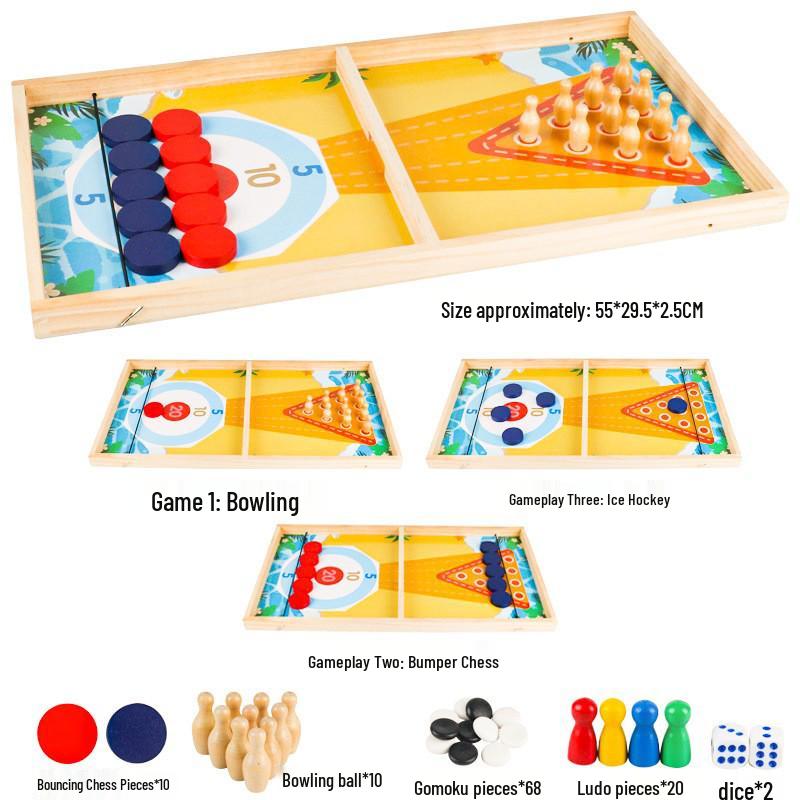 Bouncing Chess Catapult: Wooden Two-Player Battle Game for Parent-Child Interaction & Educational Fun