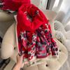 Elegant celebrity butterfly flower print scarf women's thickened warm imitation cashmere scarf double-sided versatile shawl