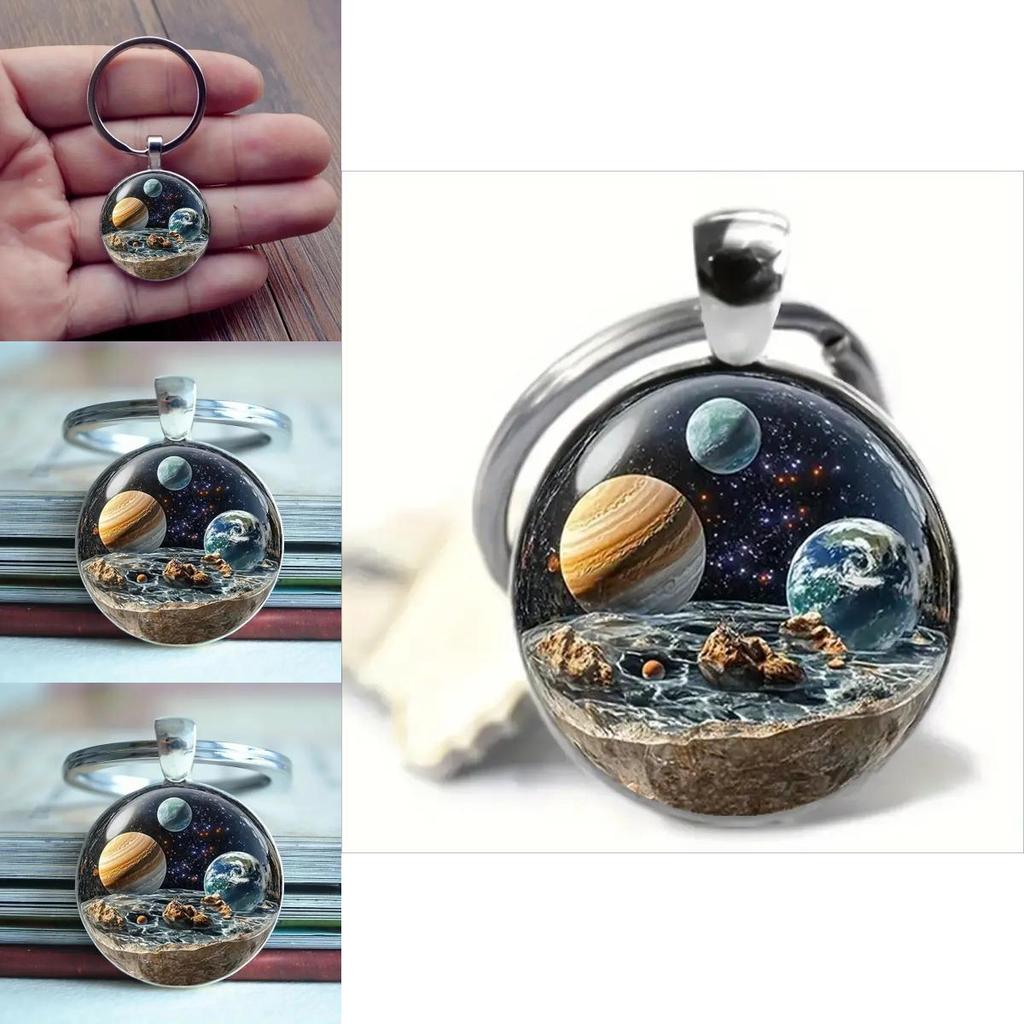Galactic Planet Theme Keychain With Zinc Alloy Durable Material For Gift Giving And Collectors