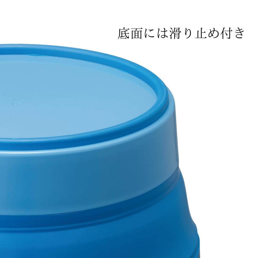 ISETO Folding Bucket Soft Bucket Blue 8L Width x Depth x Height Made in Japan Heat Resistant to Disaster Prevention Folding Bucket Washing Machine