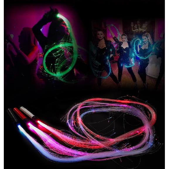 Toy Metal7Color light whip USB Rechargeable Flashing Whip Atmosphere Prop Stage Fiber Optic Whip LED