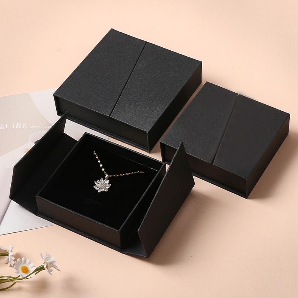 10.5x10.5x3.5CM Magnetic Flip Jewelry Box Dual Opening Earring Necklace Ring Organizer Thick Kraft Paper Storage Box
