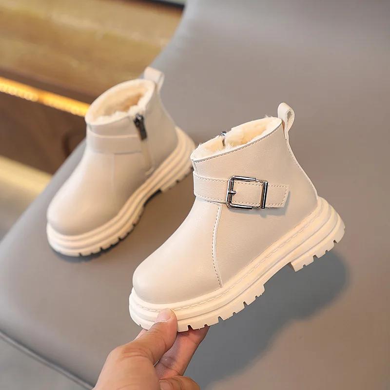 New Autumn Baby Warm Plush Winter Boots Pu Leather Waterproof Toddler Boys Casual Shoes Girls Non-slip Snow Boots Bota Infantil