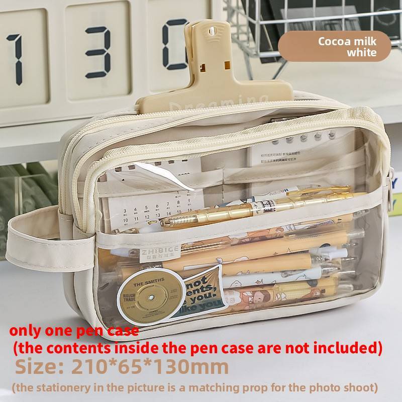 Casual Fabric Pencil Case With Large Capacity For Students And Office Use