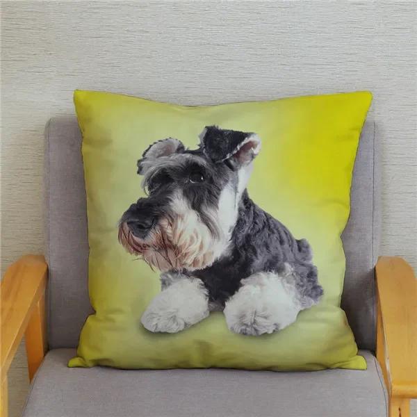 Home Bedroom Pillowcase Cute Schnauzer Print Cushion Cover Decor