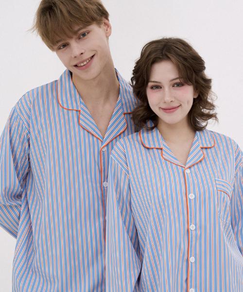 [Dossy] 2-Piece Silky Fit Sierre Long-Sleeve Couple Pajama Set [Shipped from Korea] 100% Authentic