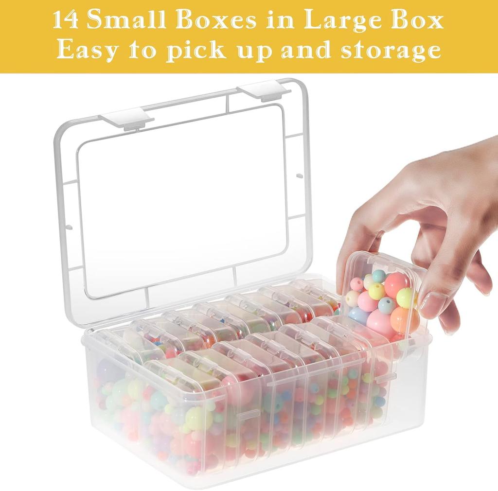 Small Bead Organizers Plastic Storage Boxes Mini Clear Bead Storage Transparent Boxes with Hinged Lid and Rectangle Clear Craft