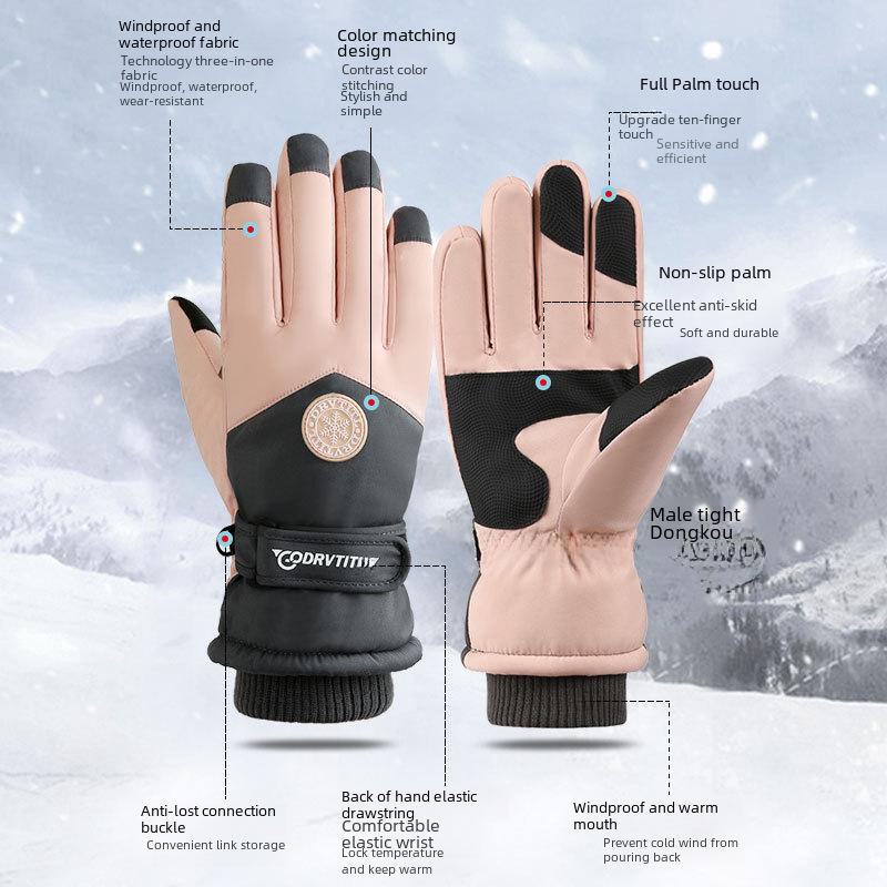 Winter Ski Gloves for Men & Women: Thickened, Windproof, Waterproof, Touchscreen-Compatible