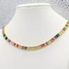Women's Gold Colorful Choker Necklace Shiny Rainbow Crystal Zircon Tennis Chain Statement Jewelry Dropshipping