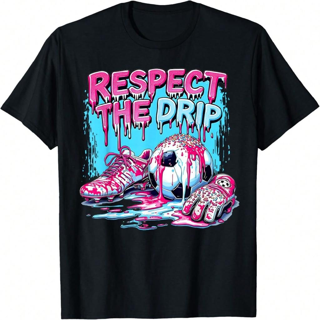 Soccer Ice Cream Sprinkles Theme Youth Respect The Drip Kids T-Shirt