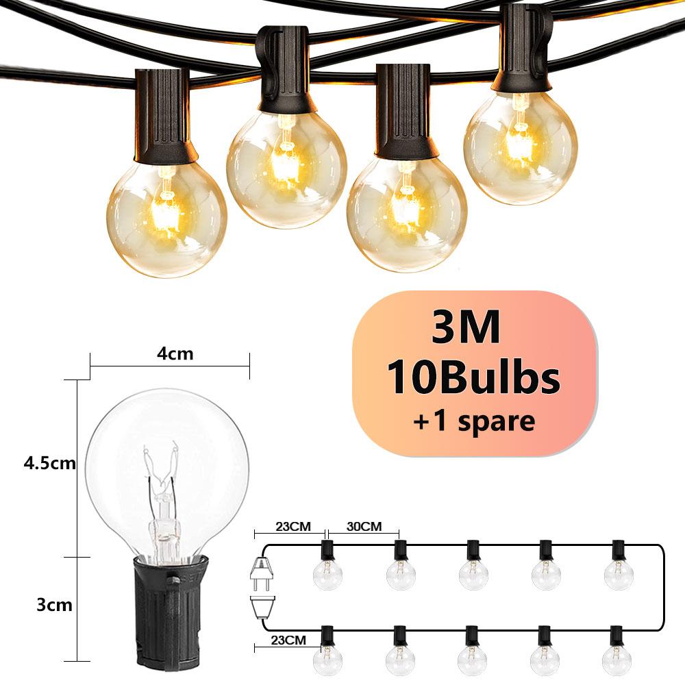 

50 футов гирлянда для патио, наружные гирлянды, 220 В подключаемый подвесной светильник для заднего двора, крыльца, балкона, декор для вечеринки, E12 G40 Eu plug
