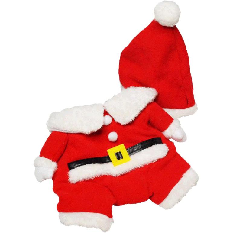 Pet Dogs Clothes Small Pet Festival Costume with Santa Claus Hat Doggy Winter Warm Clothes Outfit Photo Props Suit