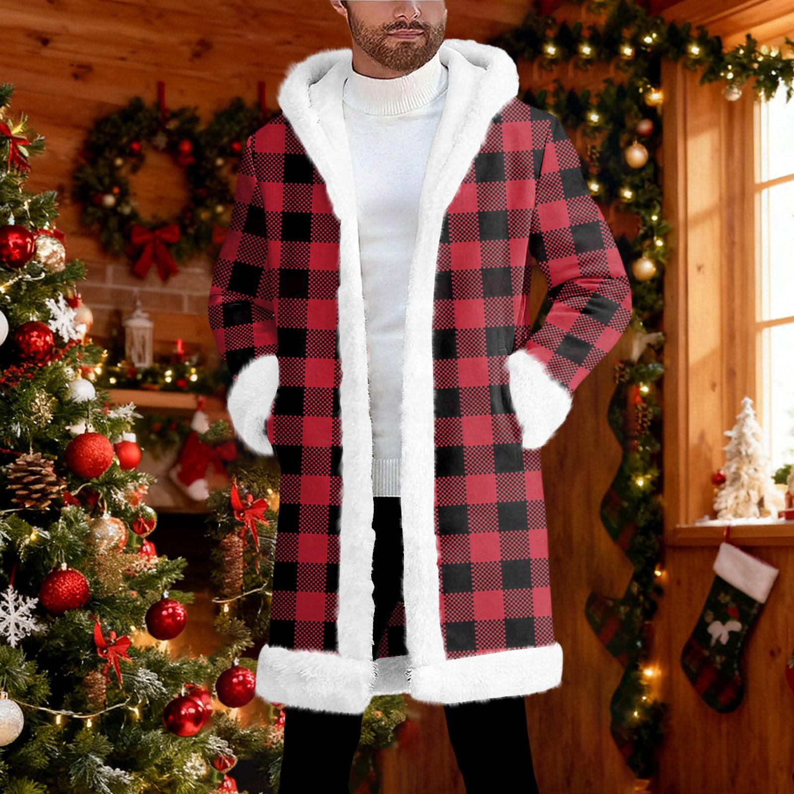 

Мужской кардиган с капюшоном, длинное пальто для сохранения тепла S красный