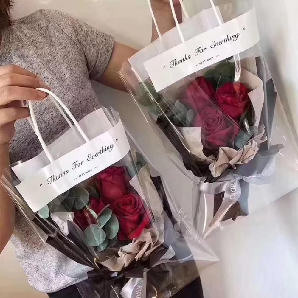 

10pcs Flower Bouquet Bags Hand-held Bouquet Bag Water Proof Bouquet Packaging Sleeve Wedding Party 15*20cm 10pcs