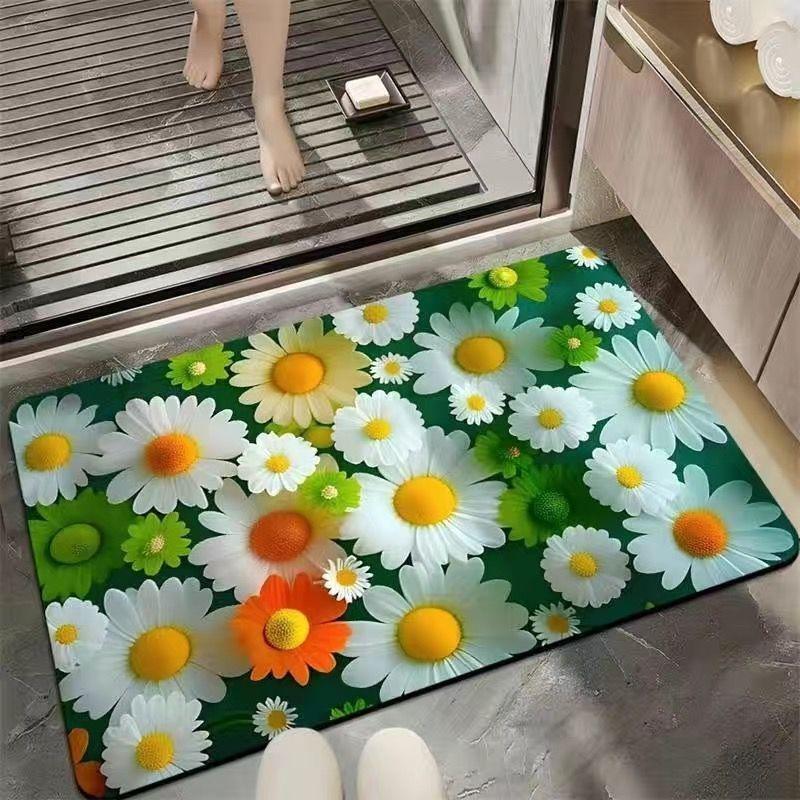 3D Expansion Wind Three-dimensional Diatom Mud Floor Mat Bathroom Toilet Water Absorption Non-slip Mat Household Toilet Foot Mat Quick Drying
