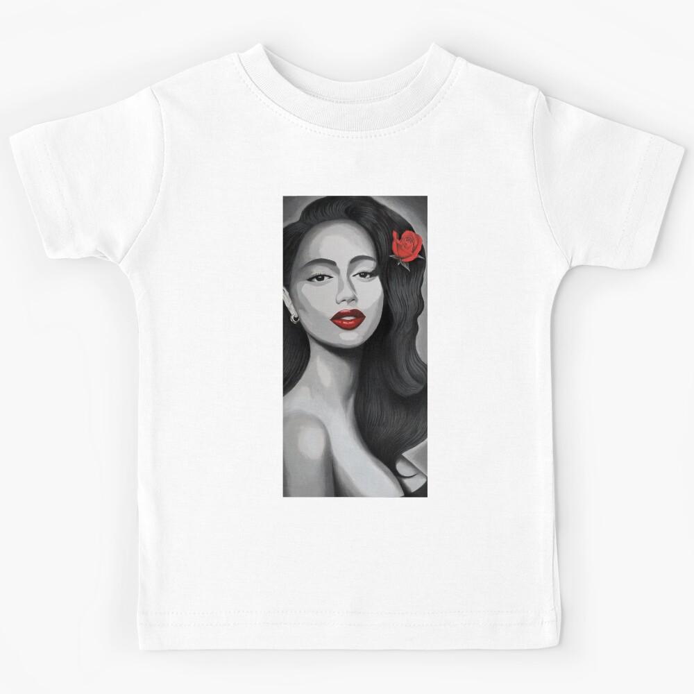 Woman with Red Rose Kids T-Shirt 100