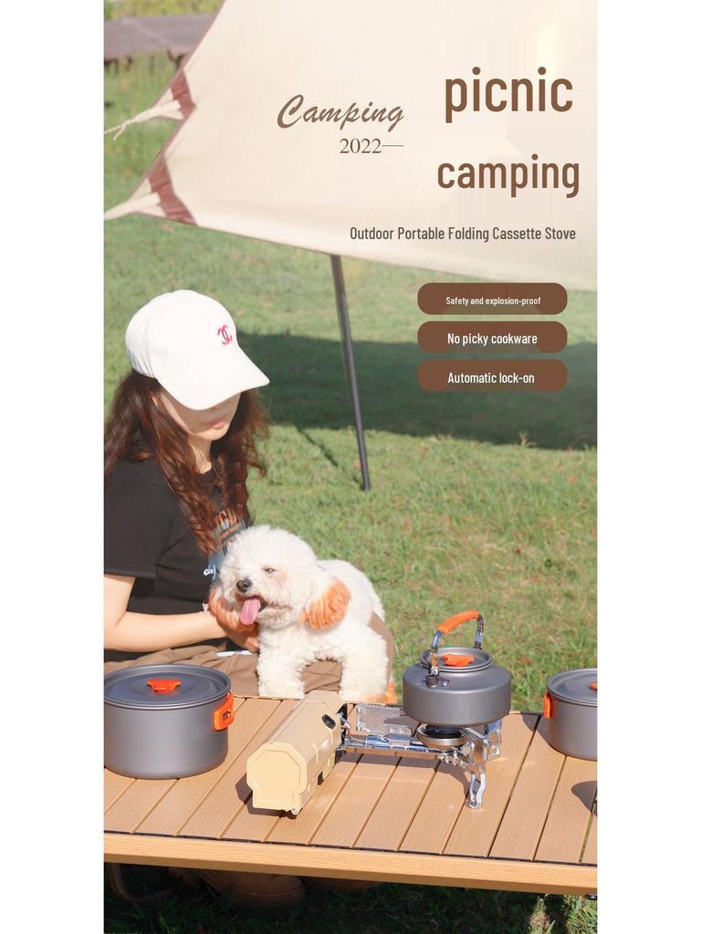 Portable Folding Camping Gas Stove - Outdoor & Household Use