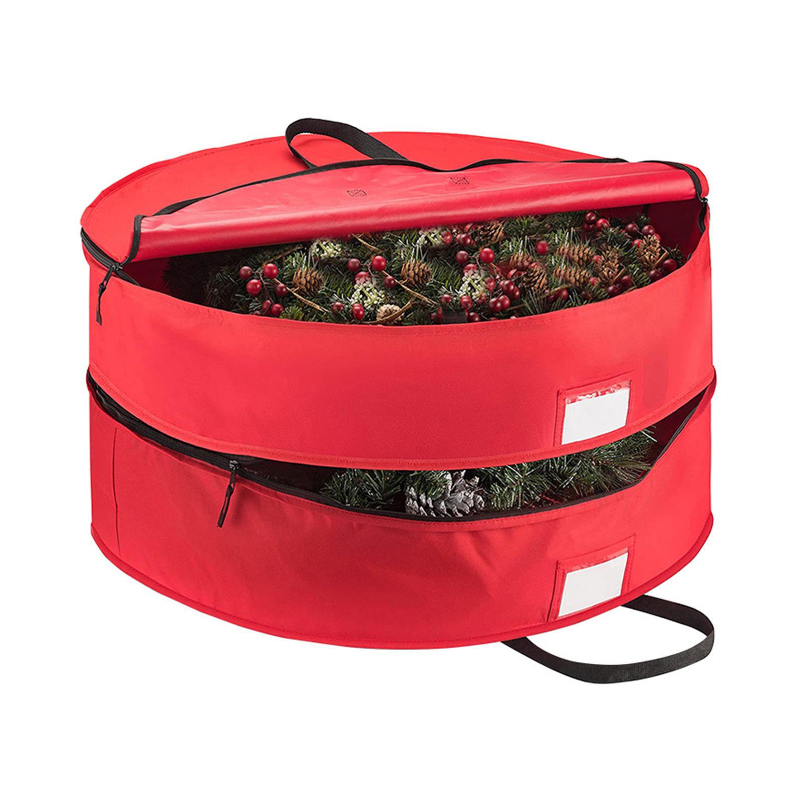 

Круглый контейнер для хранения венков Большой вместимости Сумка для хранения венков Сезонные товары 24Inch красный