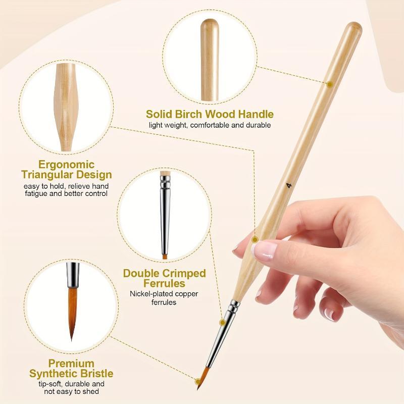11Pcs Fine Detail Brush Set Triangle Handle Micro Brushes for Acrylic Pottery Ceramic Painting Crafts