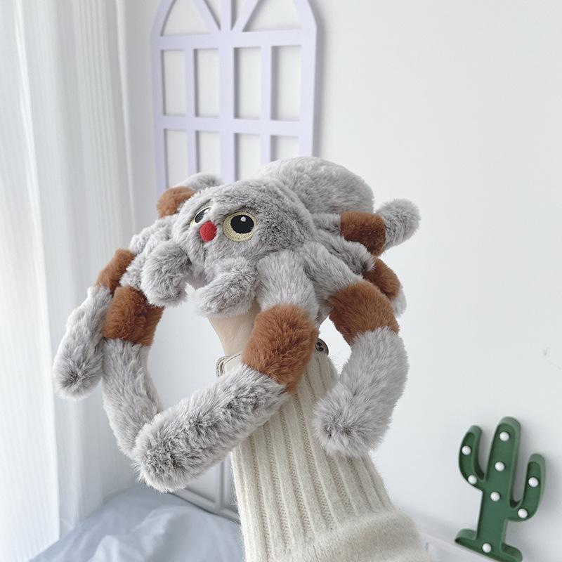 30/50cm Stuffed Animal Spider Plush Toy Soft Gray Reptile Spider Doll Toy Red Nose Big Eyes Simulation Spider Toy Room Decor