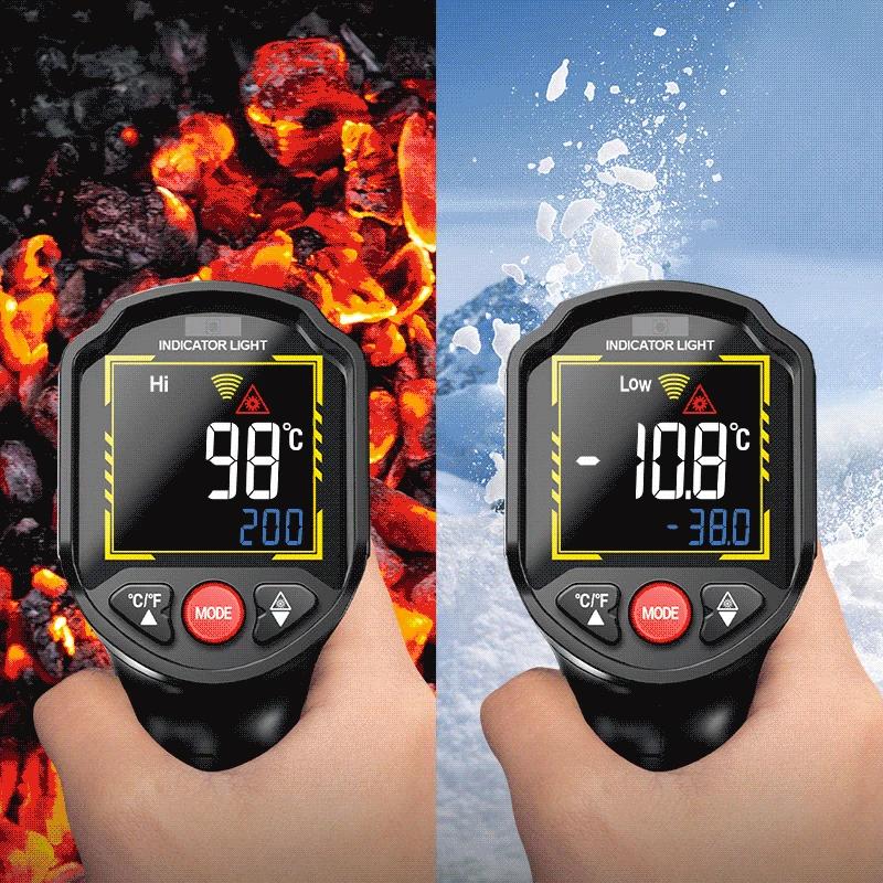 New Infrared Thermometer -50~600℃ Digital Temperature Meter Non-contact Pyrometer Tester IR Hygrometer Industrial Tool ANENG TH203 Kitchen Baked Foods