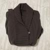 Used New, unused, dark brown, long knit cardigan, L size (Wool/Cashmere)