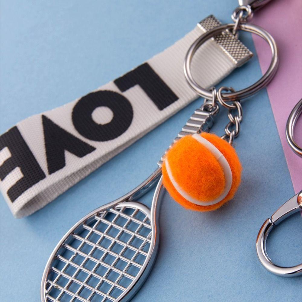 Tennis Racket Tennis Keychain Creative Sports Keyring Tennis Racket Pendant Hanging Accessory