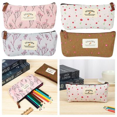 Modische Federmäppchen Bleistiftbox Schöne Leinwand-Schreibwarentasche Pastorales Blumen-Federmäppchen