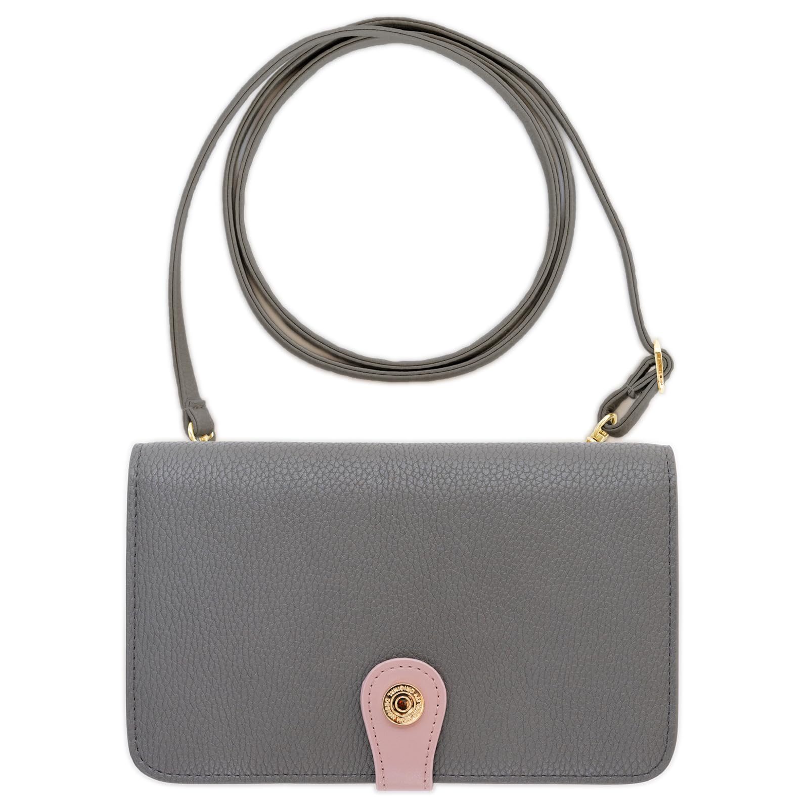 

Shoulder Horizontal Wallet Holds Cell Phones and Card Case Mini Clutch Long Leather [RICKERS] Women s Wallet, Thin, Pouch, Smartphones, Straps, сірий колір