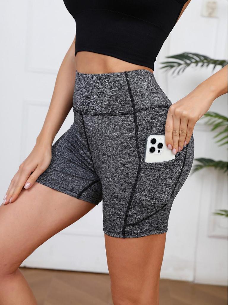 Women's High-Waisted Hip-Lifting Yoga Shorts with Pockets