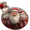Polyester Christmas Round Mat Snowman Cartoon Anti-Slip Round Rug Snowflake Print Decorative Floor Rugs Winter Season