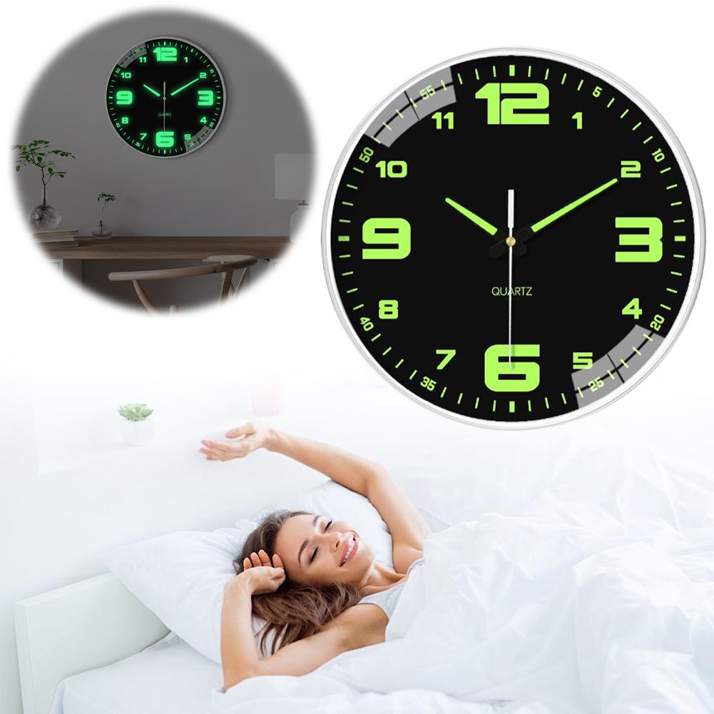 8Inch Glow in The Dark Clocks Battery Operated Silent Non-Ticking Wall Clocks Luminous Wall Clock Decorative for Kitchen Bedroom