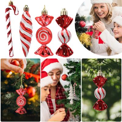 6 Pcs Candy Cane Christmas Tree Decoration Xmas Tree Party Decoration Christmas Ornament for Xmas Wreath Party