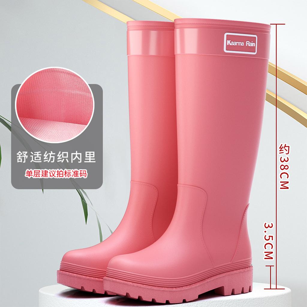 Rain Shoes Fashionable Women's High Tube Long Tube Non-slip Warm Kitchen Thickened Women's Waterproof Shoes Adult Rain Boots Rubber Shoes Women