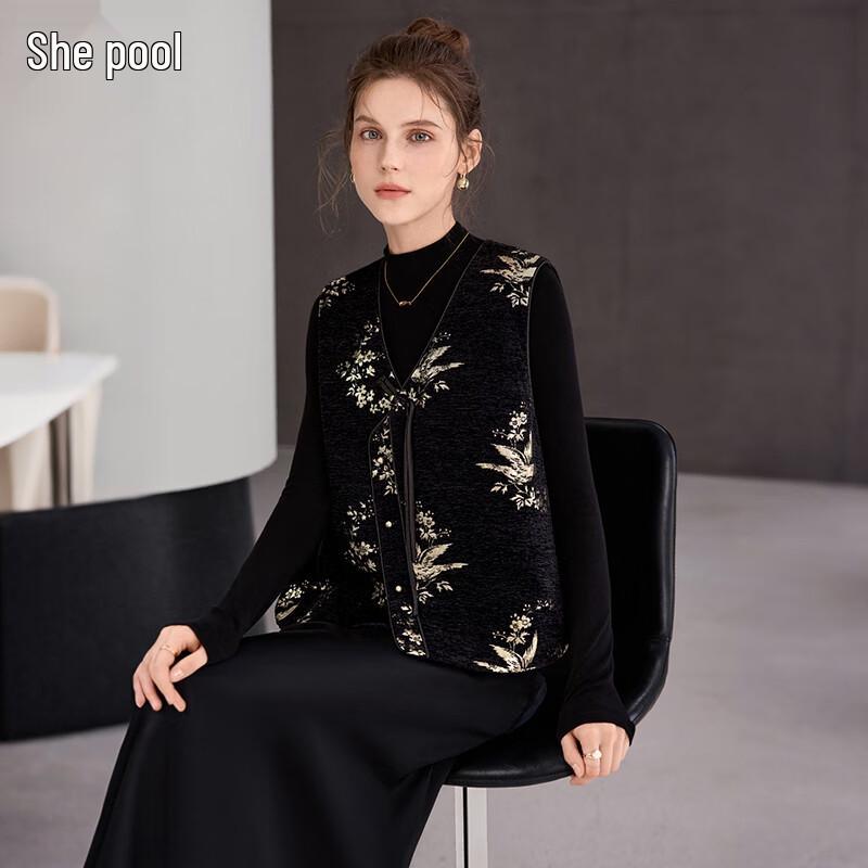 

Женский новый жилет на подкладке в китайском стиле с V-образным вырезом S