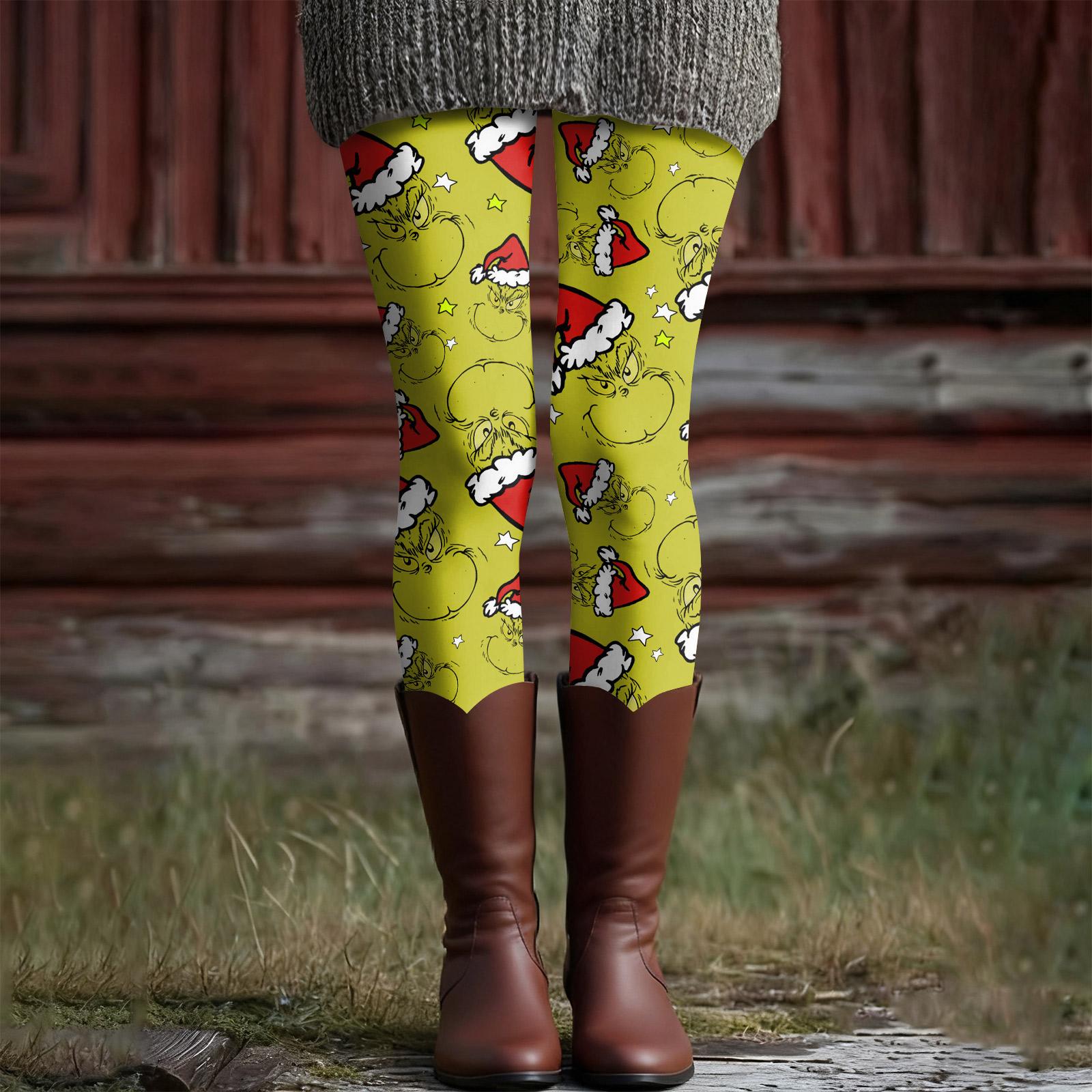 

Женские повседневные модные уличные рождественские облегающие эластичные брюки для йоги, укороченные брюки S