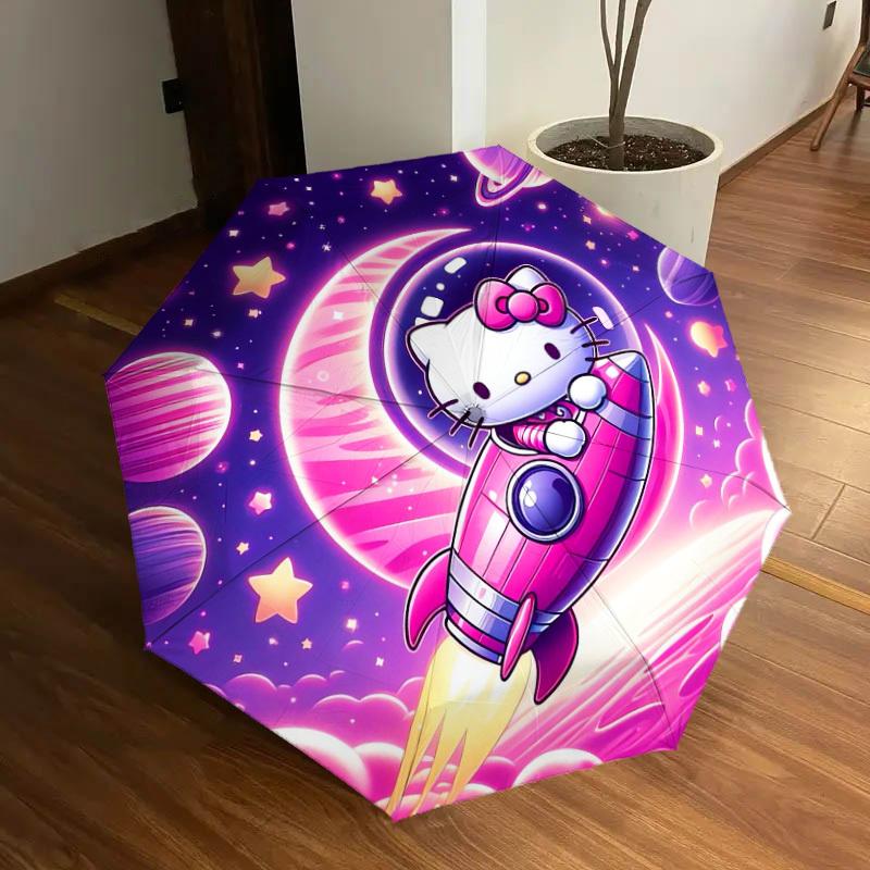 1pc Hello Kitty Space Adventure Umbrella with Plastic Handle,Suitable for All Seasons Home Travel Outdoor UmbrellaSanlio602